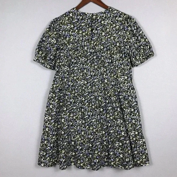 Tuckernuck Hyacinth House Quinn Dress Size XS Black Floral Short Sleeve Tiered - Picture 8 of 16